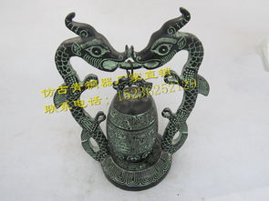 小雙龍鐘 小型仿古演奏樂器 創意工藝品擺件